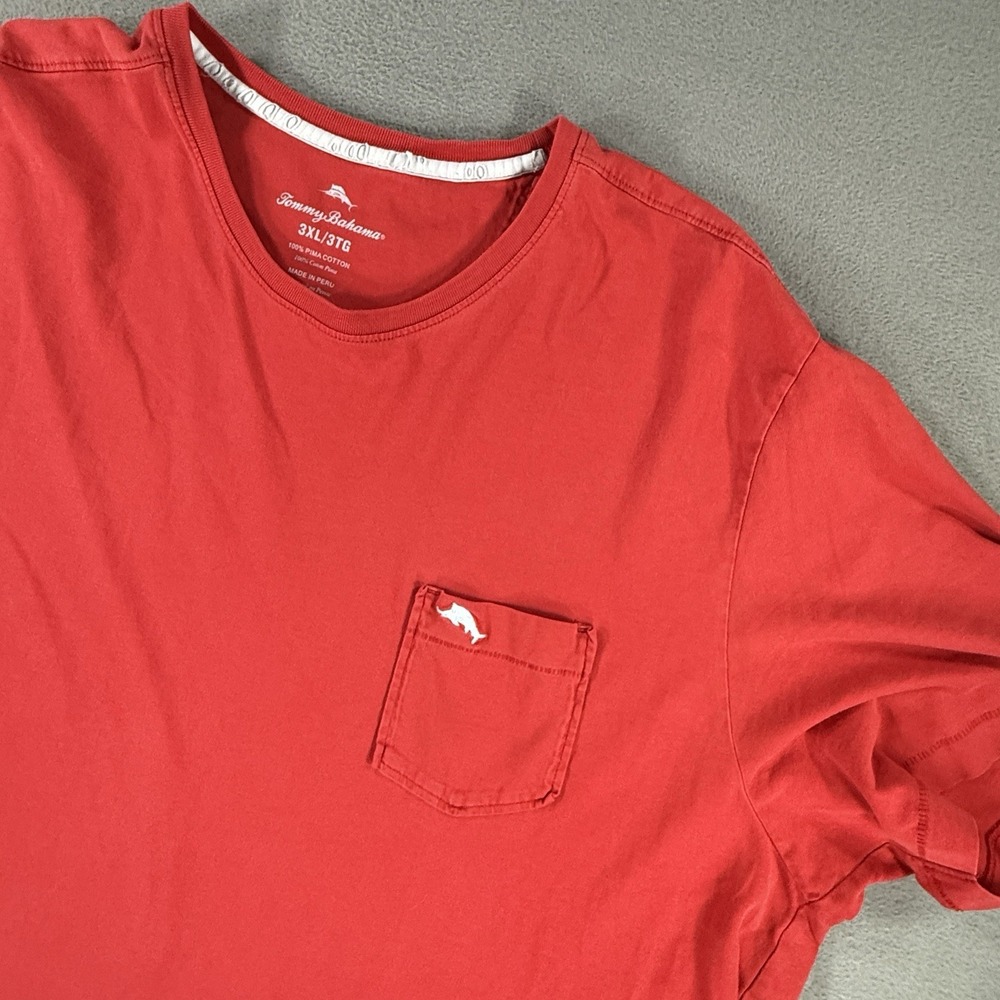 Tommy Bahama Pocket T Shirt Mens 3XL Red Pima Cotton Short Sleeve Crew Neck